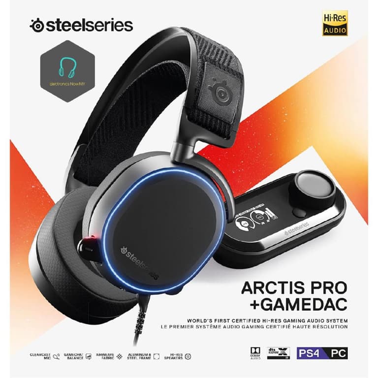 SteelSeries Arctis Pro + GameDAC Wired Certified Hi-Res Audio Dedicated DAC & Amp - for PS5/PS4 and PC - Black