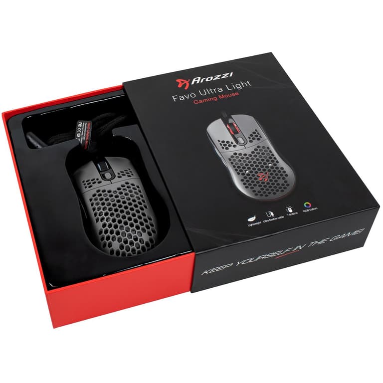 Arozzi Favo Light Weight RGB Gaming Mouse - Black