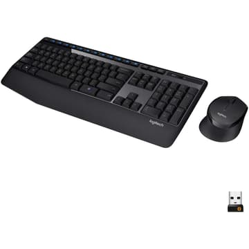 Logitech MK345 Wireless Combo Full-Sized Keyboard with Palm Rest and Comfortable Right-Handed Mouse 2.4 GHz Wireless USB Receiver Arabic / English Layout