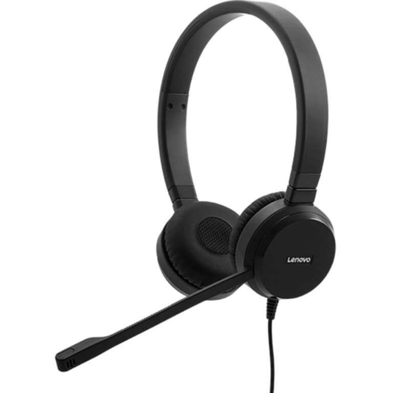 Lenovo Pro Wired Stereo VOIP Headset Powered By Jabra Noise Cancelling Microsoft Teams and Skype for Business w/ Call Controller & USB-A or 3.5 mm Connection , Black