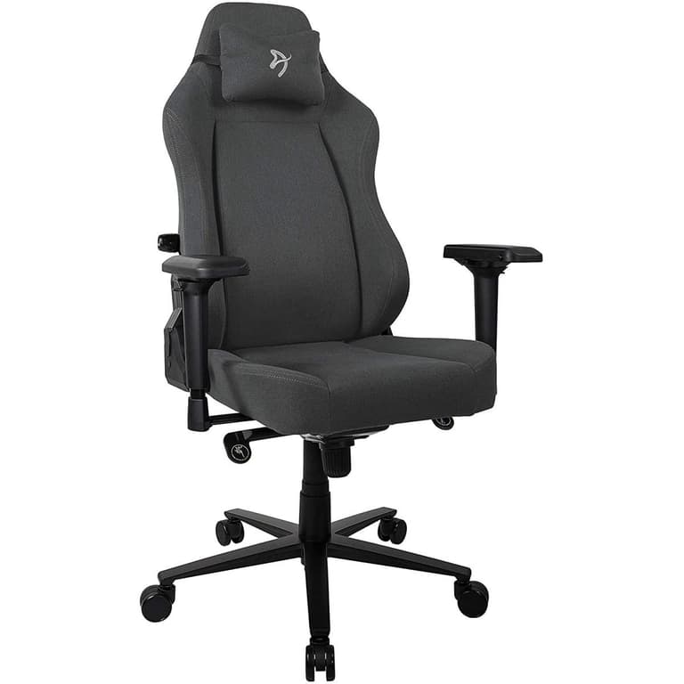 Arozzi Primo Premium Woven Fabric Gaming/Office Chair Built in Lumbar Support Chair - Black w/ Grey Logo