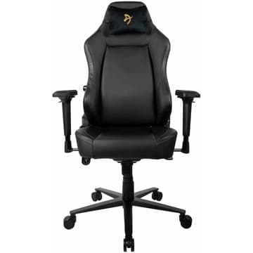 Arozzi Primo Premium PU Leather Gaming Chair Office Chair with Recliner Swivel Tilt Rocker Adjustable Height 4D Armrests Neck Pillow and Built-in Lumbar Adjustment - Black with Gold Accents