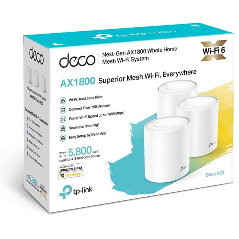 TP-Link Deco X20 AX1800 WiFi 6 Mesh System Covers up to 5800 Sq.Ft Connect up to 150 Devices (3-Pack)