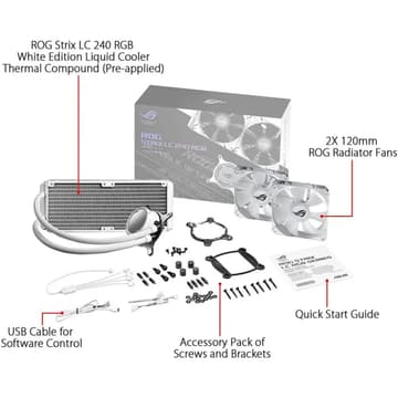 ASUS ROG STRIX LC 240mm RGB AIO CPU Water Cooler -White Edition