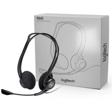 Logitech 960 USB (Windows & MAC) Noise-cancelling w/ Mute Button Stereo Headset