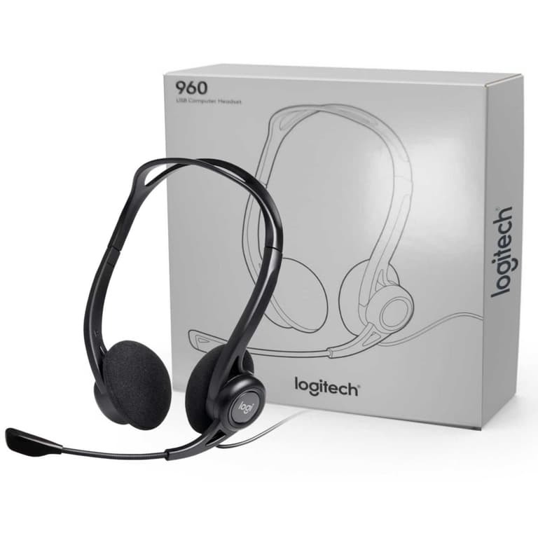 Logitech 960 USB (Windows & MAC) Noise-cancelling w/ Mute Button Stereo Headset