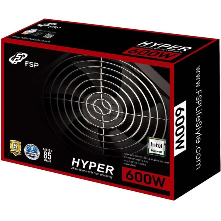 FSP HYBER S HP600S 600W 80+ ATX Power Supply Black