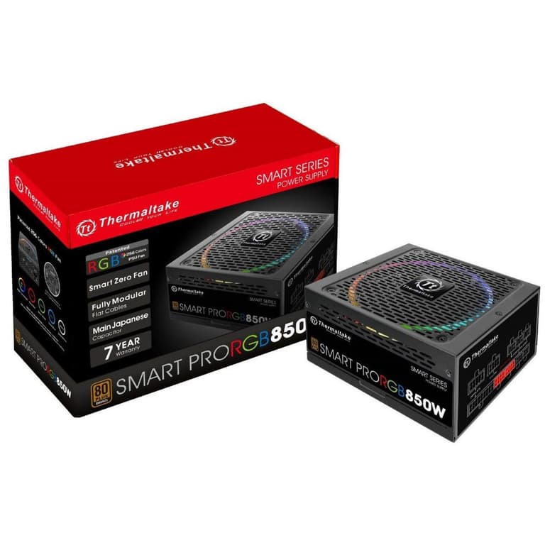 Thermaltake Smart Pro RGB 850W 80 PLUS Bronze Fully Modular APFC PSU w/ Riing 14 RGB Fan 5 Lighting Modes