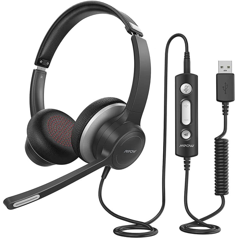 Mpow HC6 Office Headset with Mic USB Noise Reduction for Call Center Skype PC Cellphone