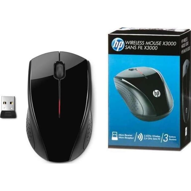 HP x3000 Wireless Mouse w/ USB Adapter , Black