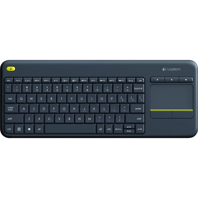 Logitech K400 Plus Wireless Touch With Easy Media Control & Built-in Touchpad HTPC Keyboard for PC-connected TV, Windows, Android, Chrome OS, Laptop, Tablet - Black