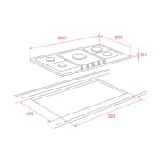 غاز بلت ان تيكا 90 سم 5 شعلات موقد ثلاثي الحلقات تصميم أسود product thumbnail 3