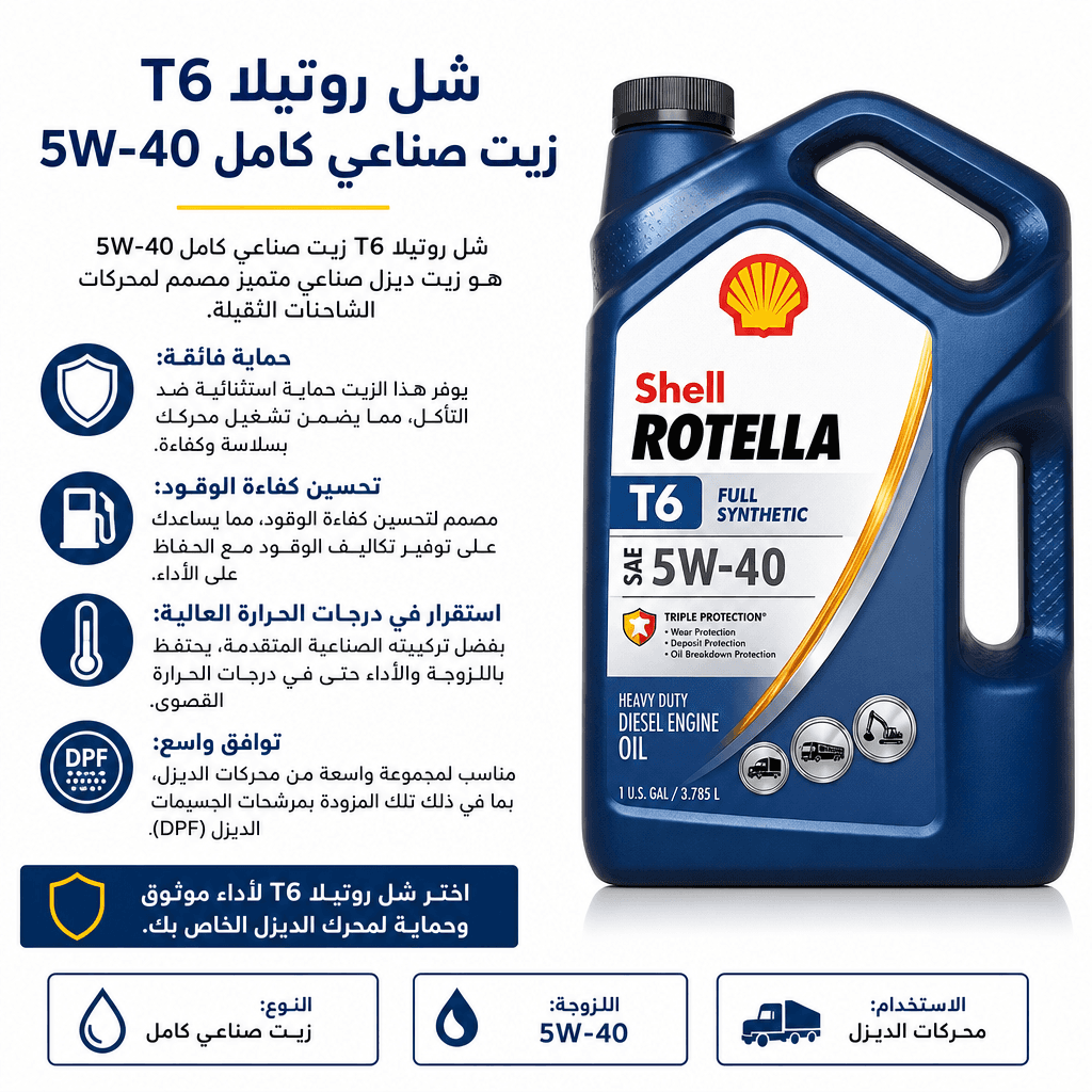 Shell Rotella T6 Full Synthetic 5W‑40