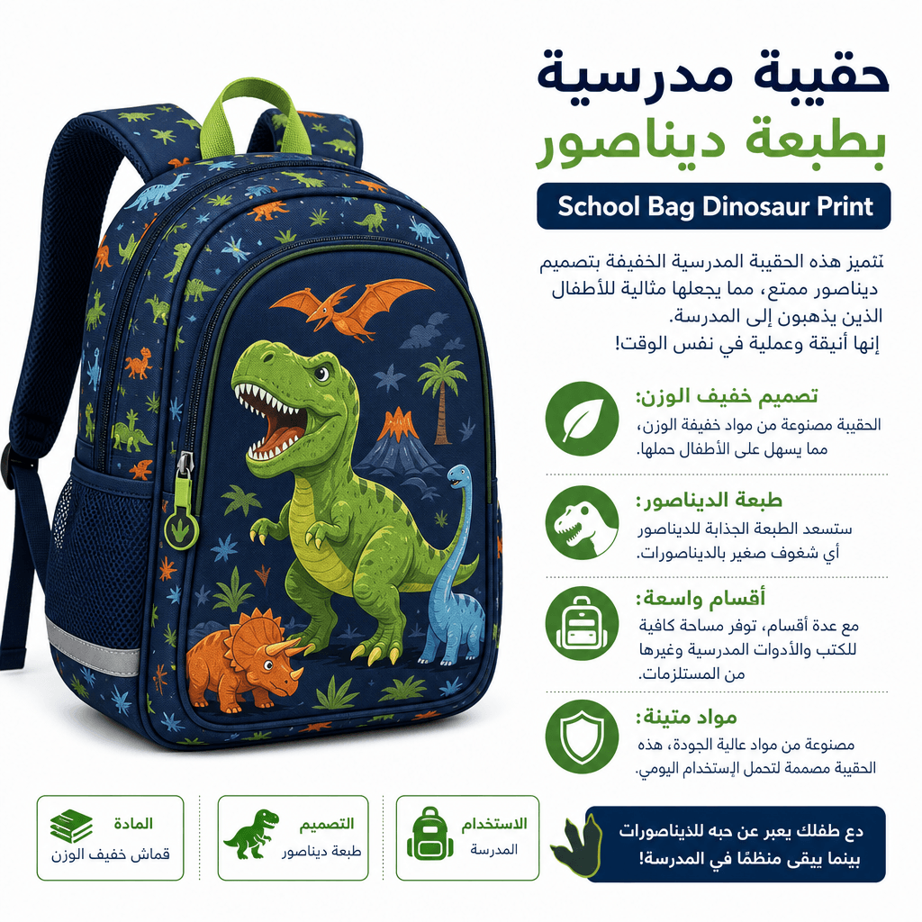 School Bag Dinosaur Print