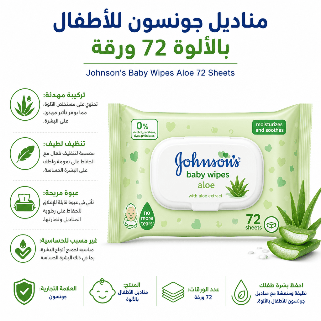 Johnson’s Baby Wipes Aloe 72 Sheets