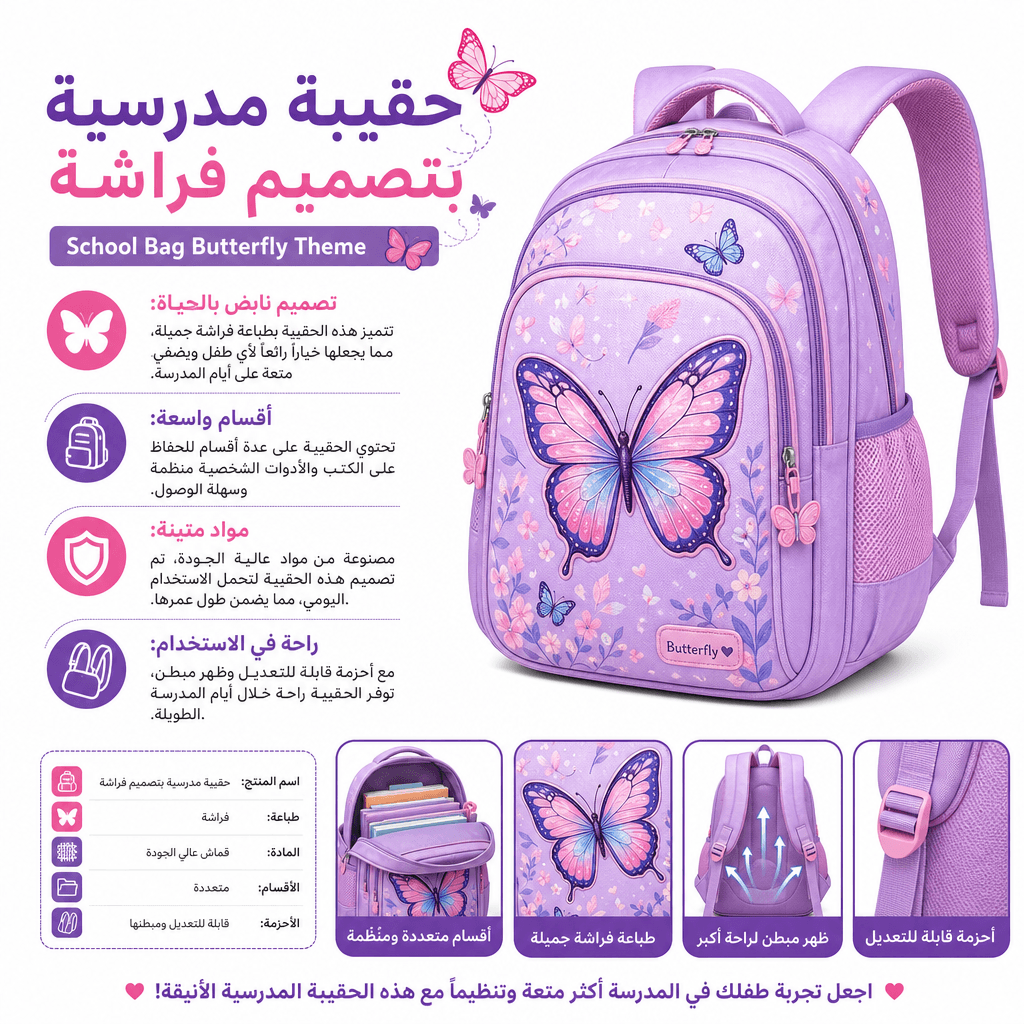 School Bag Butterfly Theme