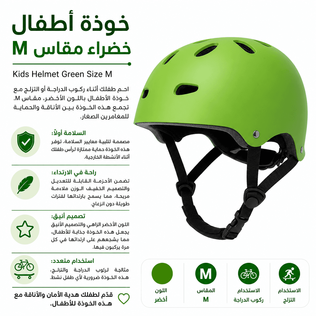 Kids Helmet Green Size M