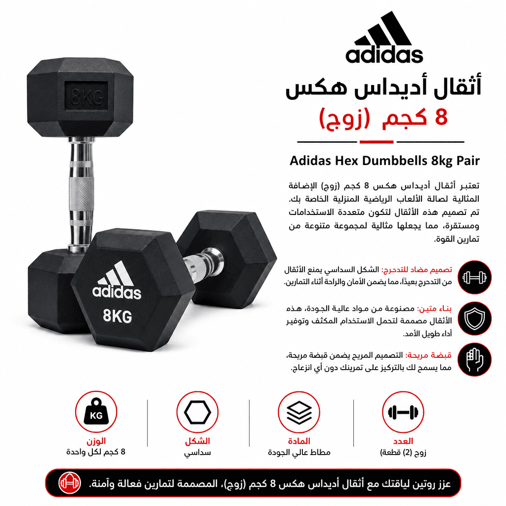 Adidas Hex Dumbbells 8kg Pair
