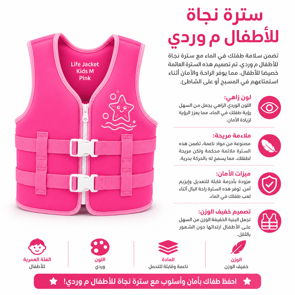Life Jacket Kids M Pink