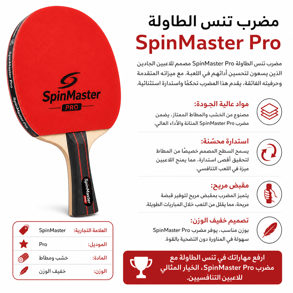 Table Tennis Paddle SpinMaster Pro