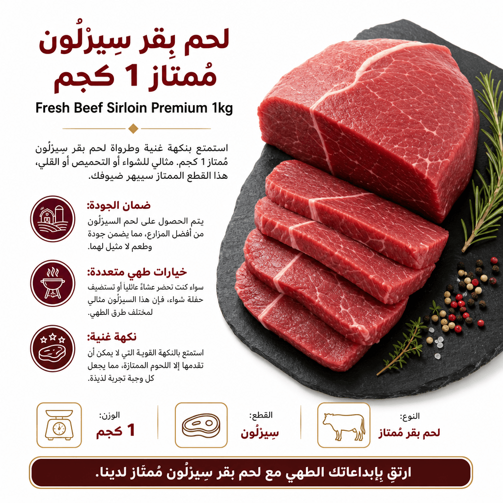 Fresh Beef Sirloin Premium 1kg