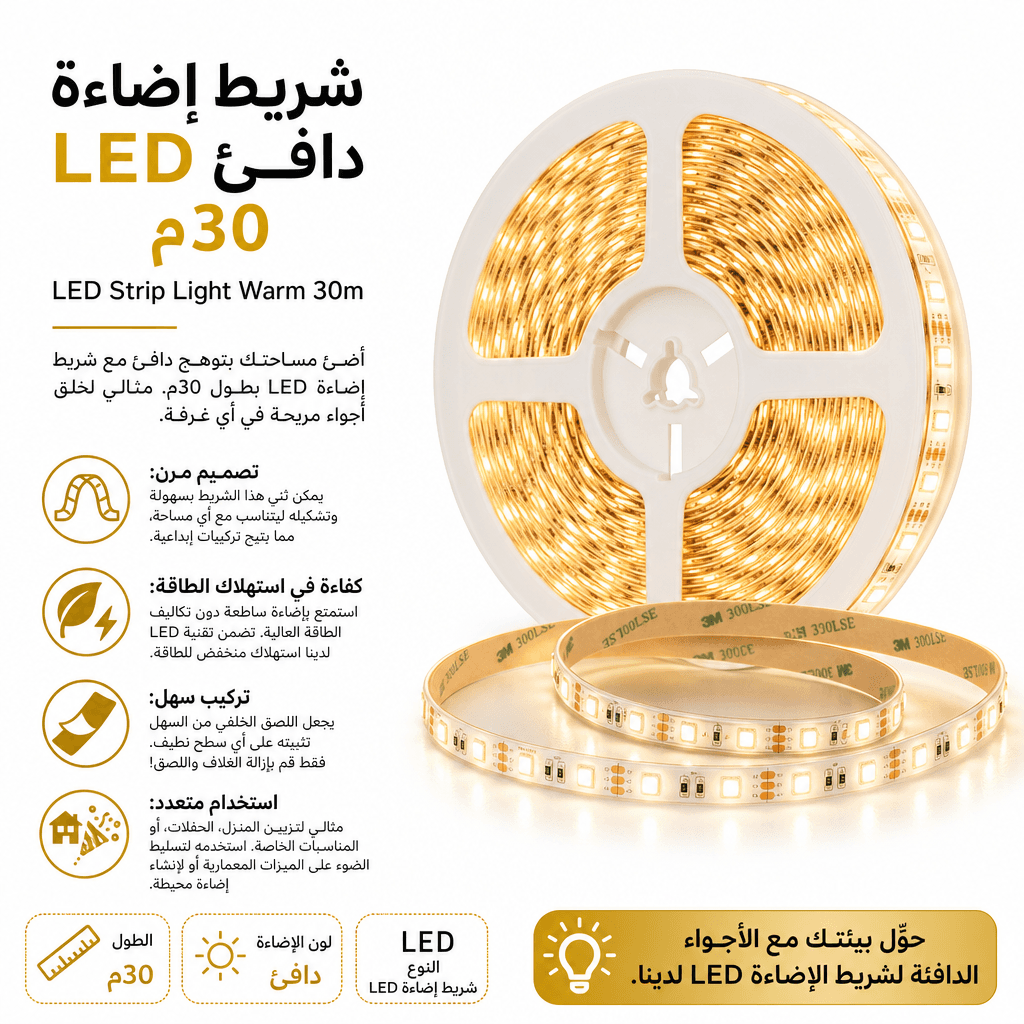 LED Strip Light Warm 30m