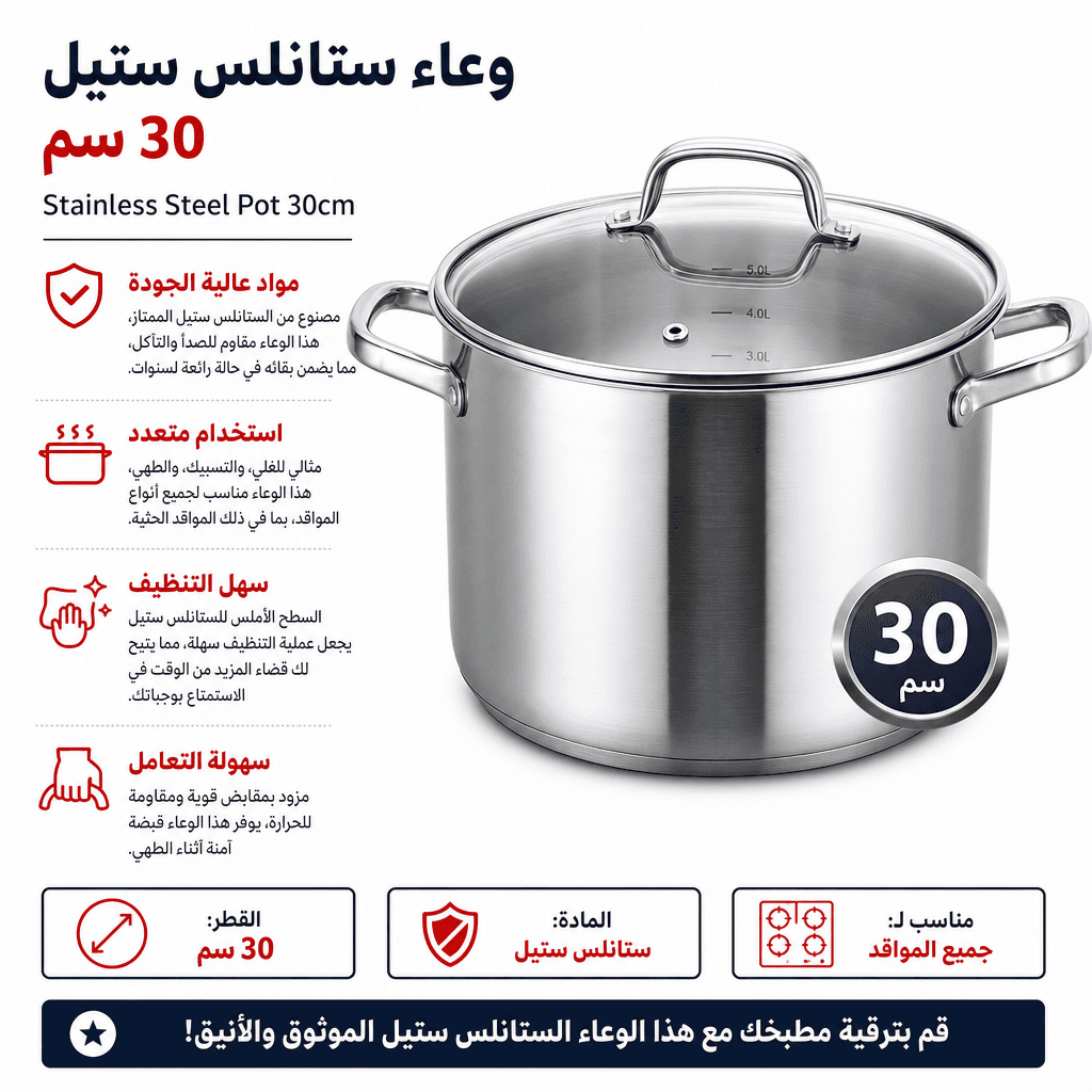 Stainless Steel Pot 30cm