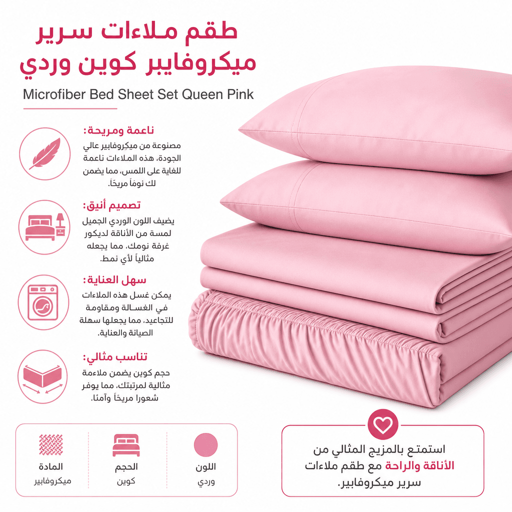 Microfiber Bed Sheet Set Queen Pink