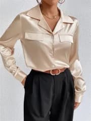 Satin Button-Up Blouse for Women product image