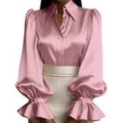 Women's Satin Puff Sleeve Blouse product image