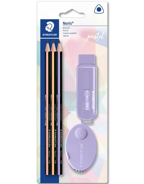 Staedtler 3 Pencils, Sharpener and Eraser Set, Assorted Colors