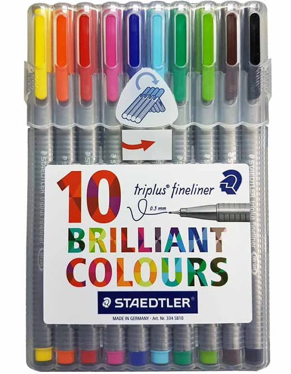 Staedtler Triplus Fineliner Marker Pens 0.3mm 10 Color Set