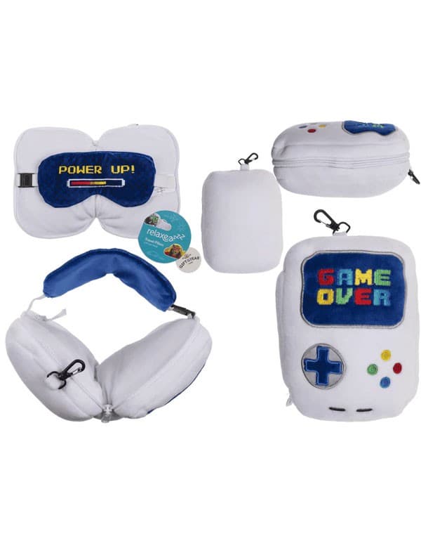 Kids Plush Travel Pillow with Eye Mask - Game Over