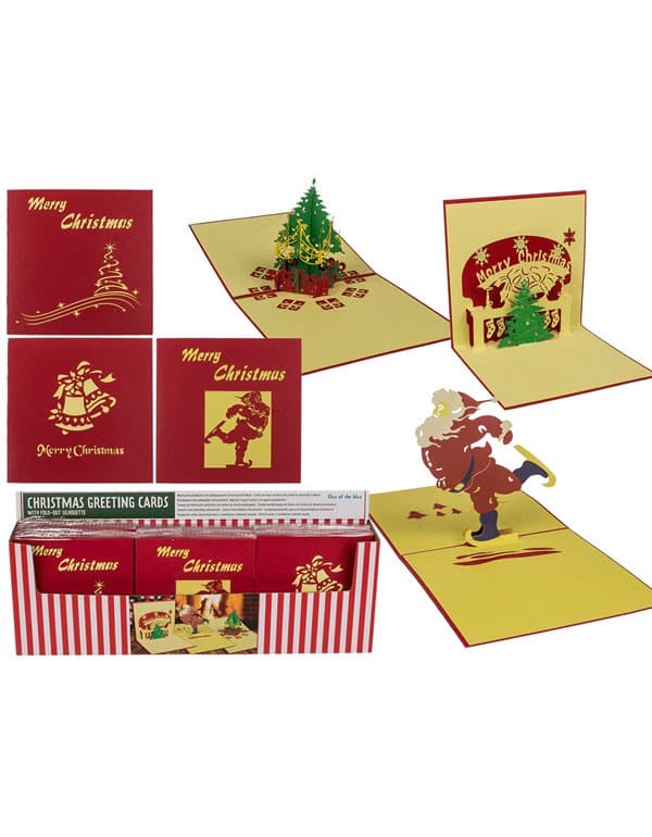 Christmas greeting cards with fold-out silhouette foiled, 15x15cm