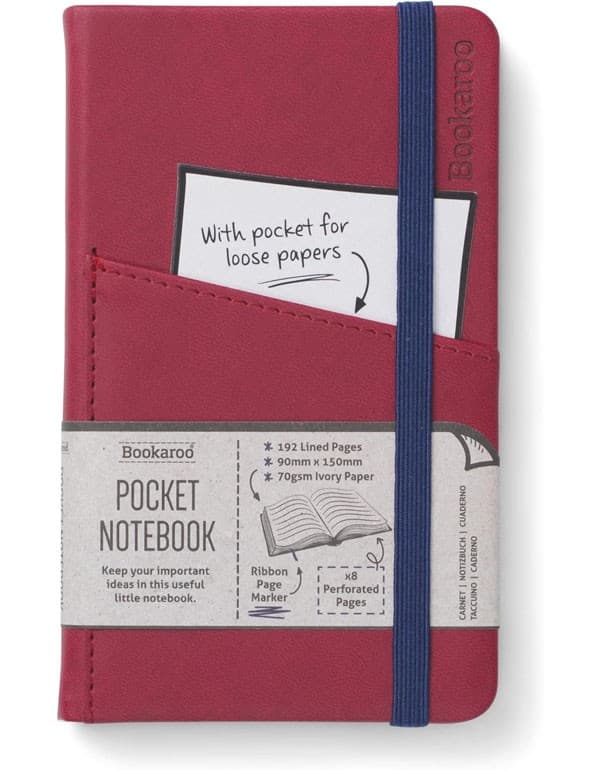 Bookaroo Pocket Notebook (A6) Journal - Dark Red
