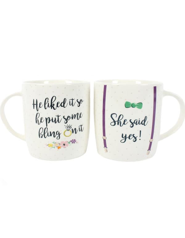 Set Of 2 She Said Yes Mugs