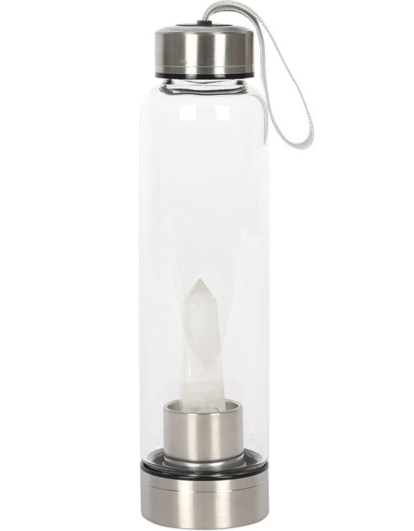 Clear Quartz Energising Glass Water Bottle