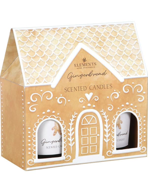 Set Of 2 Gingerbread Cork Lidded Candles