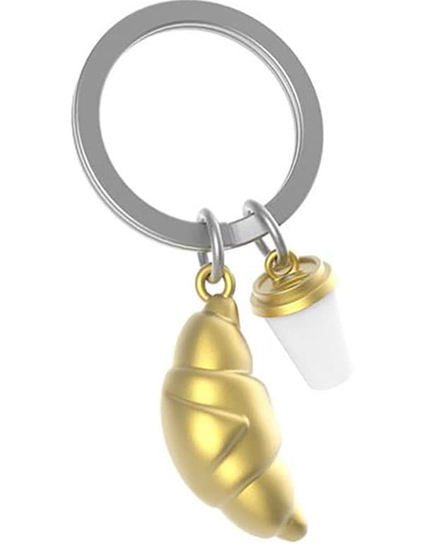 Metalmorphose - Croissant and Coffee Cup Keychain