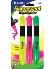 Bazic Desk Style Fluorescent Highlighters with Cushion Grip 3/Pack product image