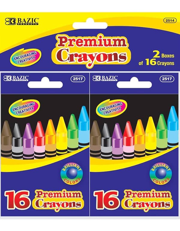 Bazic 16 Color Premium Crayons Pack of 2