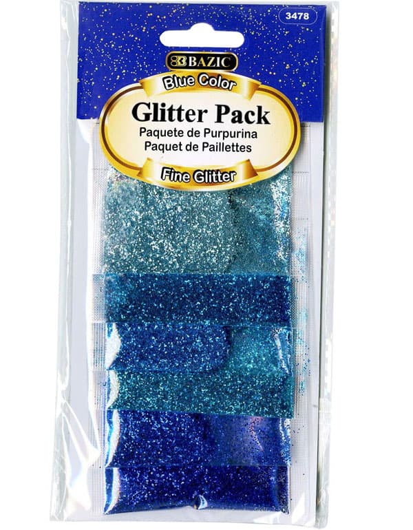 Bazic Blue Color Glitter Pack 6/Pack