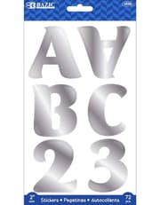 Bazic Alphabet and Numbers Stickers Metallic Silver product image