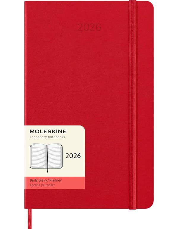 Moleskine Daily Planner 2026 12 Month Daily Diary Hardcover Large Red