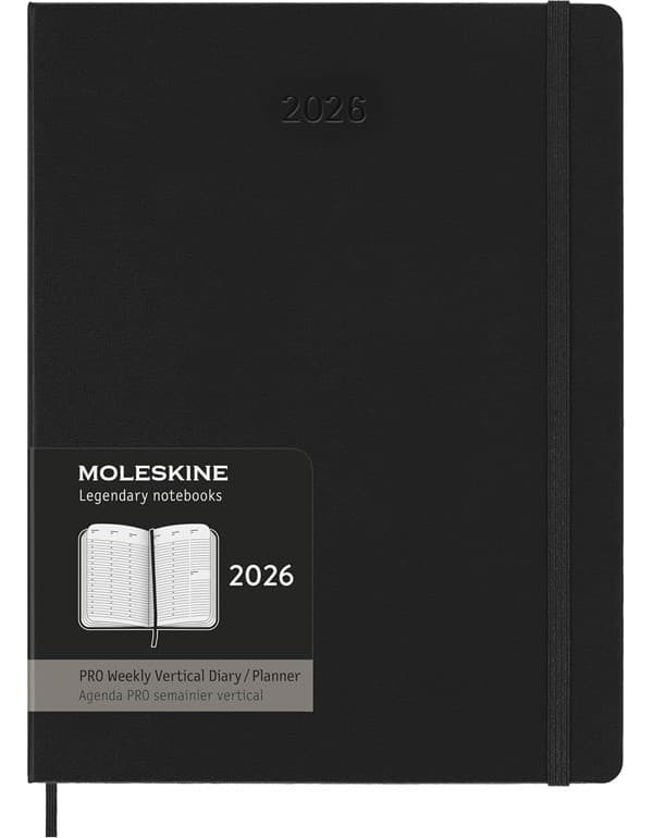 Moleskine PRO 12 Month 2026 Weekly Vertical Planner Hardcover XL Black
