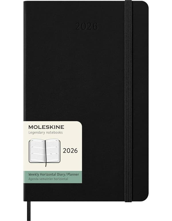Moleskine Classic 12 Month 2026 Weekly Horizontal Planner Hardcover Large Black