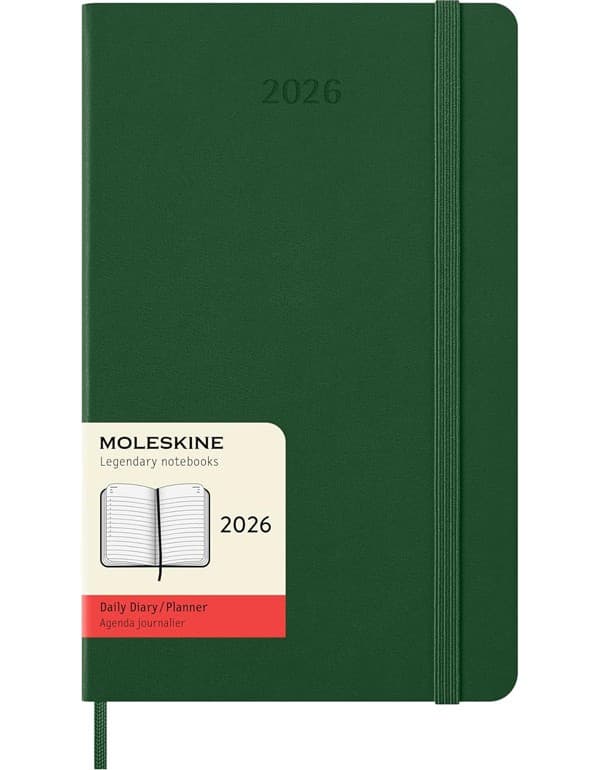 Moleskine Daily Planner 2026 12 Month Daily Diary Hardcover Large Green
