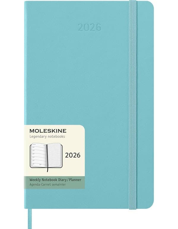 Moleskine Weekly Planner 2026 12 Months Weekly Planner Hardcover Large Aquamarine
