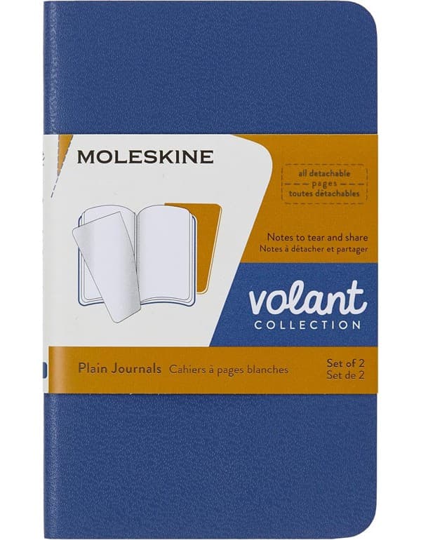 Moleskine Volant Journal Plain XS Blue / Amber Yellow Pack of 2