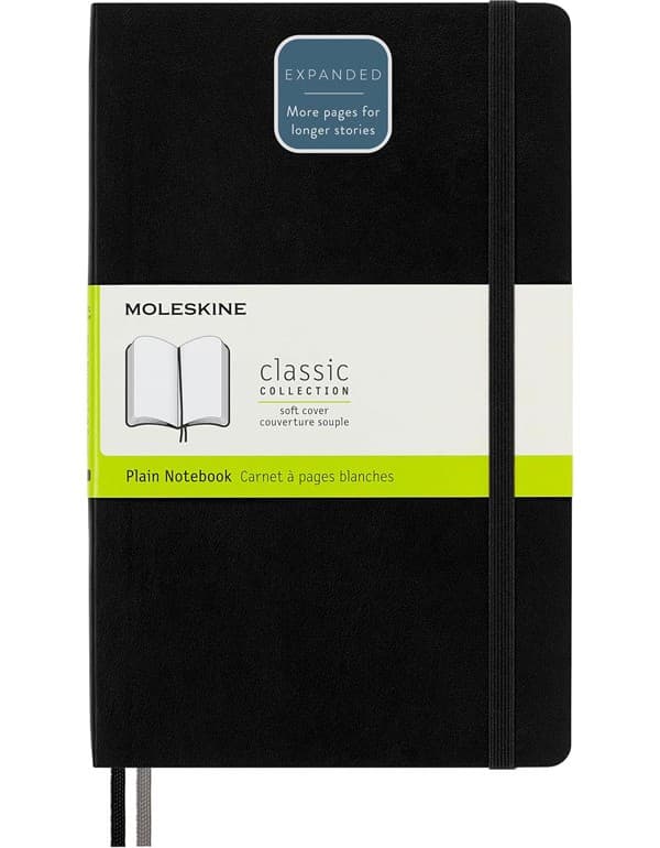 Moleskine Expanded Softcover Plain Notebook Large Black